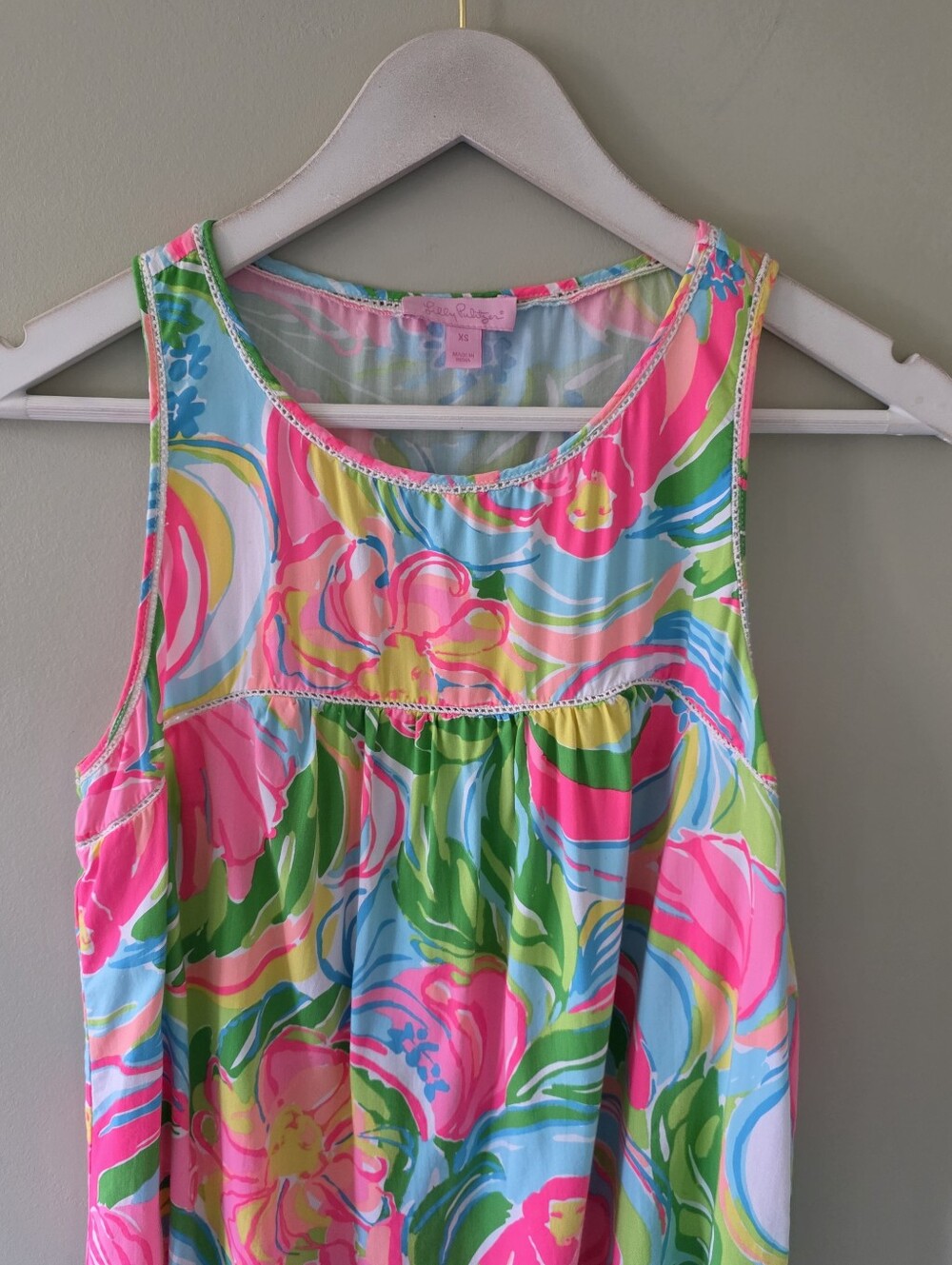 Lilly Pulitzer XS Tropical Neon Multicolor Summer So A Peeling Babydoll Top - Picture 7 of 14